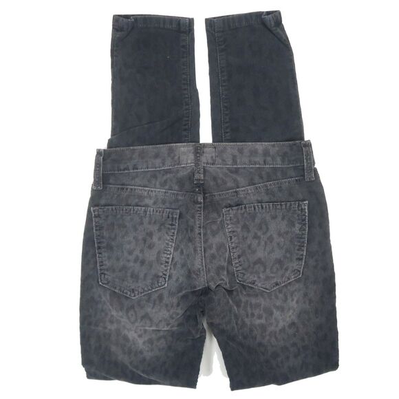 Current/Elliott The Ankle Skinny Corduroy Jeans in Black Leopard Sz 23 NWT $218 - Picture 3 of 9